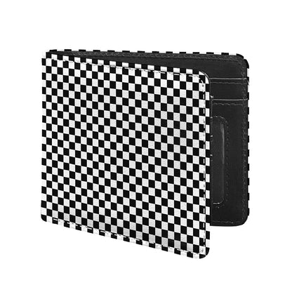 Black And White Checkered Pattern Print Bifold Wallet