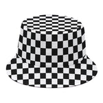 Black And White Checkered Pattern Print Bucket Hat