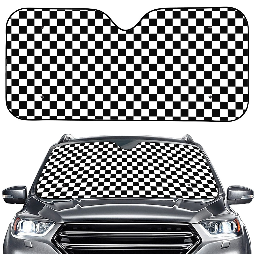 Black And White Checkered Pattern Print Car Windshield Sun Shade