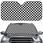 Black And White Checkered Pattern Print Car Windshield Sun Shade