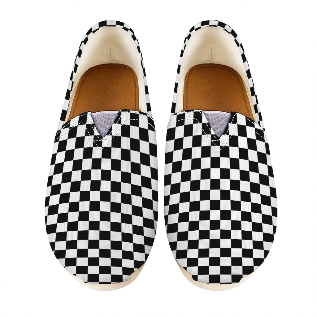 Black And White Checkered Pattern Print Casual Shoes