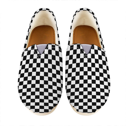 Black And White Checkered Pattern Print Casual Shoes
