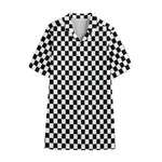 Black And White Checkered Pattern Print Cotton Hawaiian Shirt