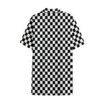 Black And White Checkered Pattern Print Cotton Hawaiian Shirt