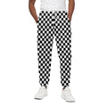 Black And White Checkered Pattern Print Cotton Sweatpants