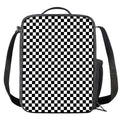 Black And White Checkered Pattern Print Crossbody Lunch Bag