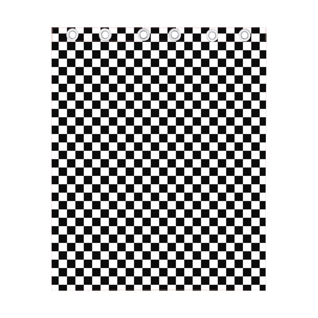 Black And White Checkered Pattern Print Curtain