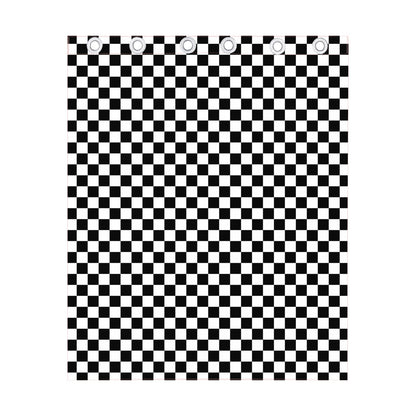 Black And White Checkered Pattern Print Curtain