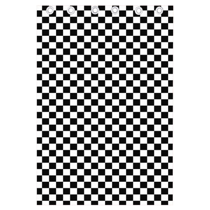 Black And White Checkered Pattern Print Curtain