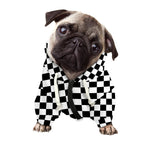Black And White Checkered Pattern Print Dog Zip Up Hoodie