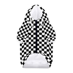 Black And White Checkered Pattern Print Dog Zip Up Hoodie