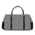 Black And White Checkered Pattern Print Duffel Bag