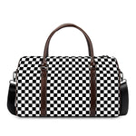 Black And White Checkered Pattern Print Duffle Bag