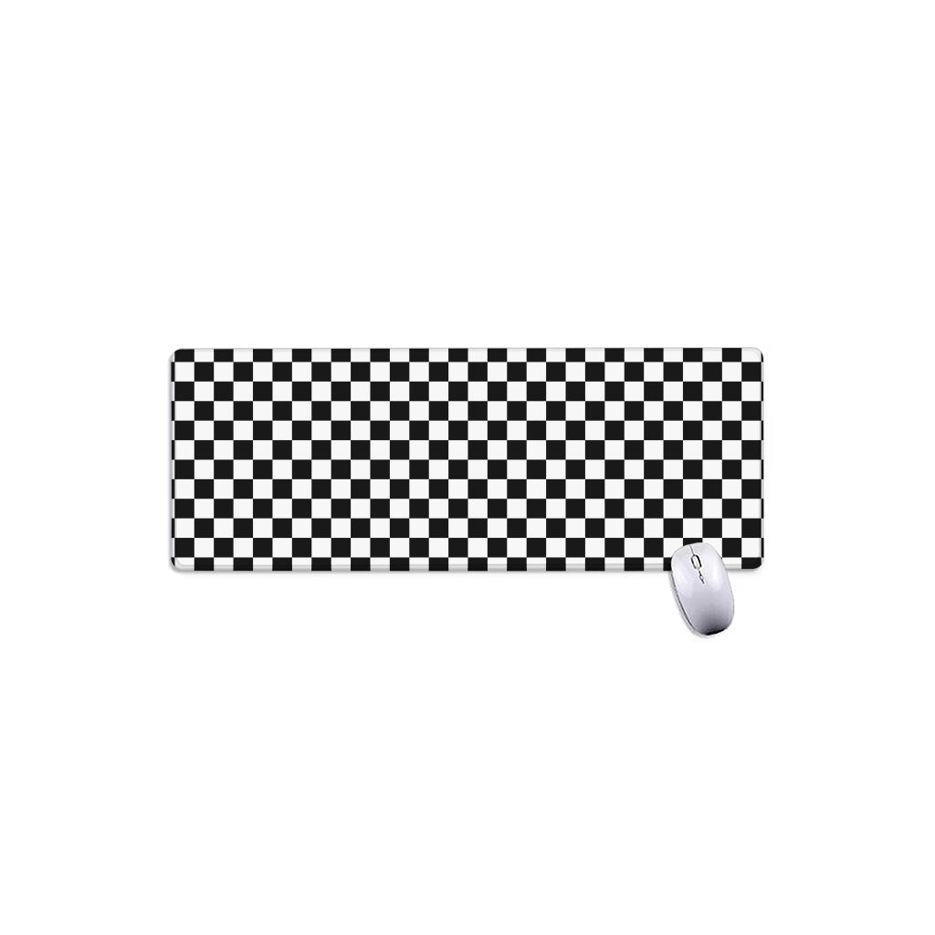 Black And White Checkered Pattern Print Extended Mouse Pad