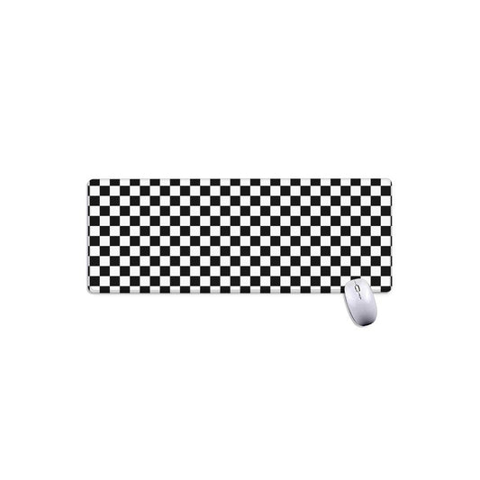 Black And White Checkered Pattern Print Extended Mouse Pad