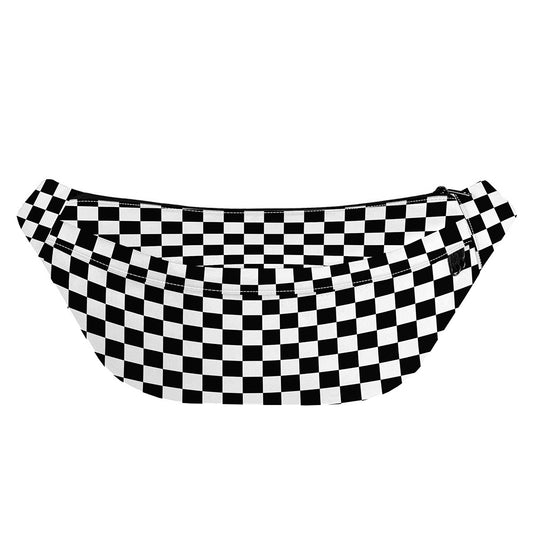 Black And White Checkered Pattern Print Fanny Pack