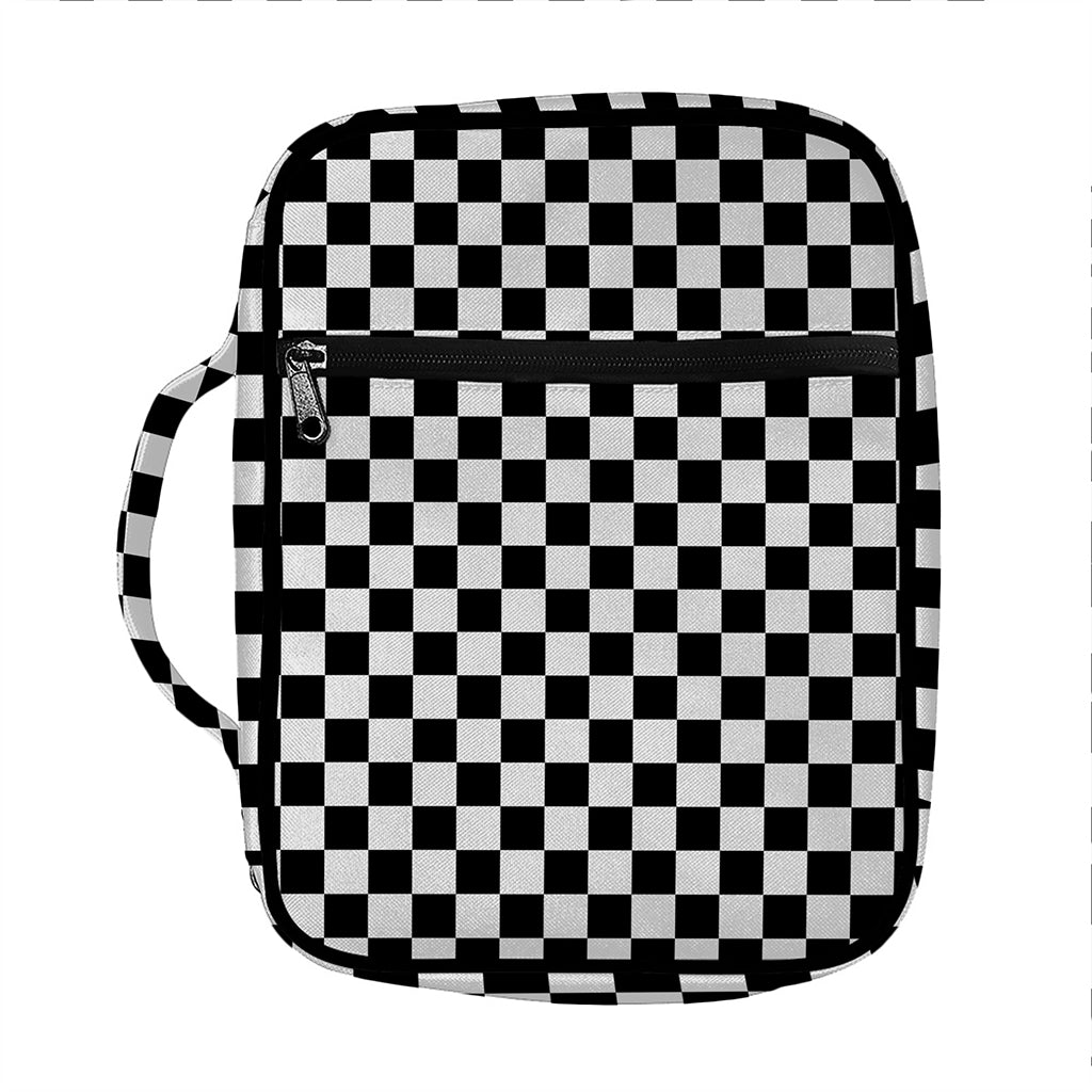 Black And White Checkered Pattern Print Front Pocket Bible Bag