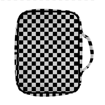 Black And White Checkered Pattern Print Front Pocket Bible Bag