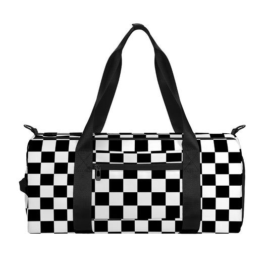Black And White Checkered Pattern Print Gym Bag