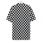Black And White Checkered Pattern Print Hawaiian Shirt
