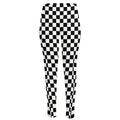 Black And White Checkered Pattern Print High-Waisted Pocket Leggings