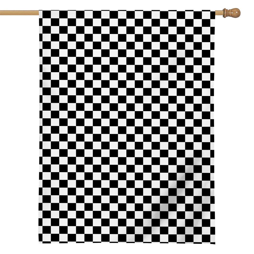 Black And White Checkered Pattern Print House Flag
