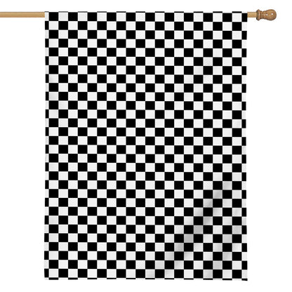 Black And White Checkered Pattern Print House Flag