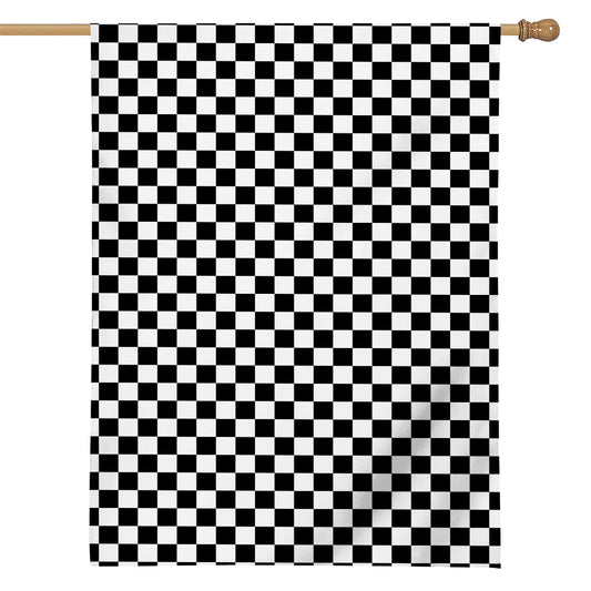 Black And White Checkered Pattern Print House Flag