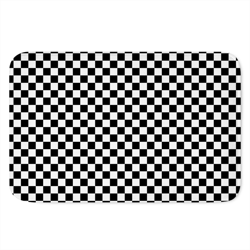Black And White Checkered Pattern Print Indoor Door Mat