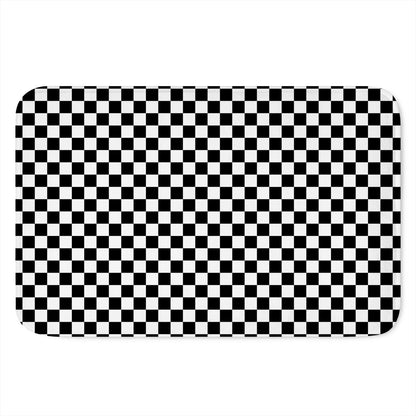 Black And White Checkered Pattern Print Indoor Door Mat