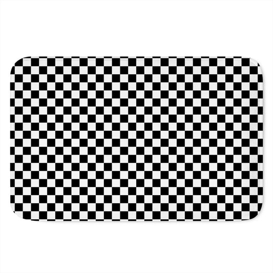 Black And White Checkered Pattern Print Indoor Door Mat