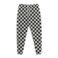 Black And White Checkered Pattern Print Jogger Pants
