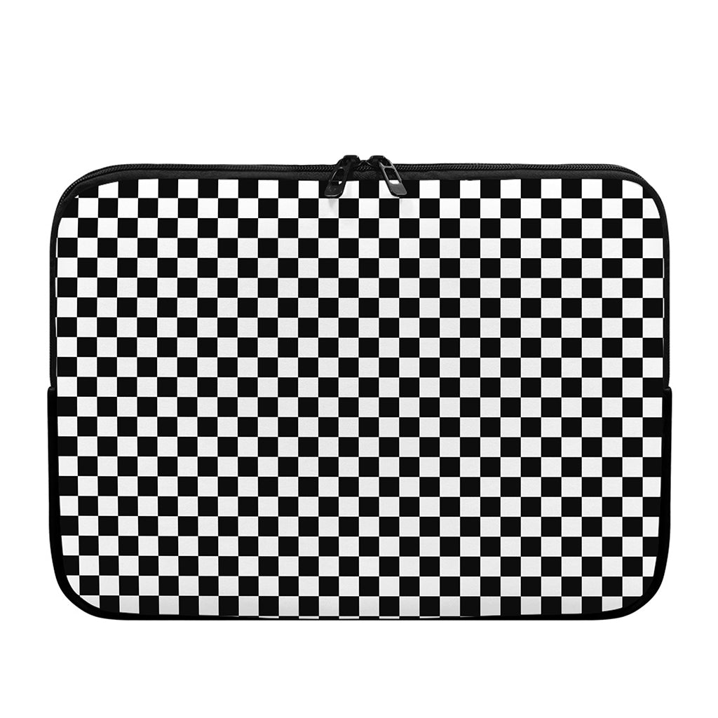 Black And White Checkered Pattern Print Laptop Sleeve