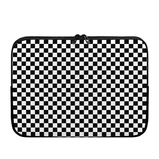 Black And White Checkered Pattern Print Laptop Sleeve