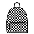 Black And White Checkered Pattern Print Leather Backpack