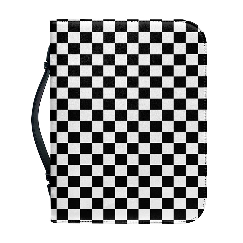 Black And White Checkered Pattern Print Leather Bible Cover
