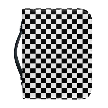 Black And White Checkered Pattern Print Leather Bible Cover