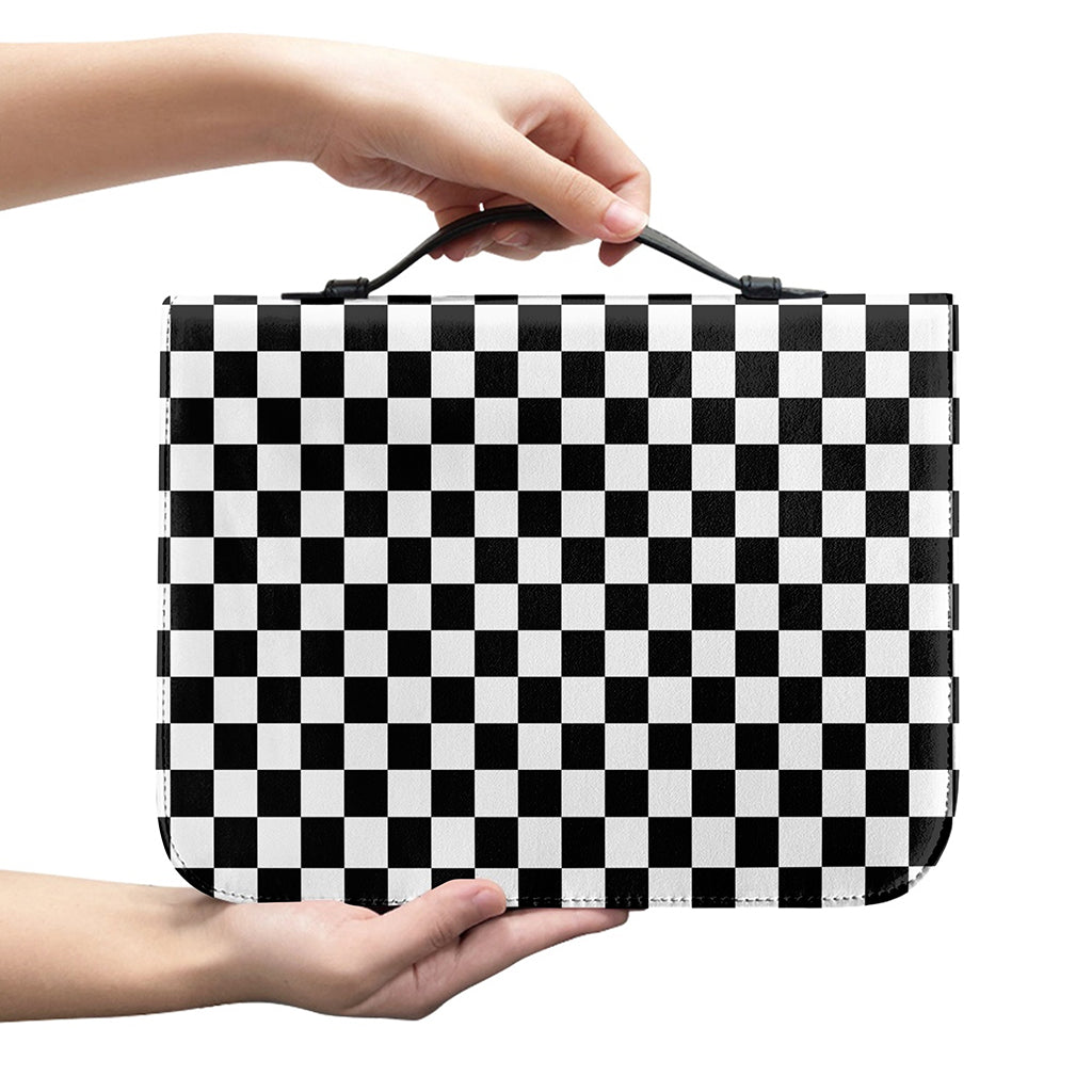 Black And White Checkered Pattern Print Leather Bible Cover