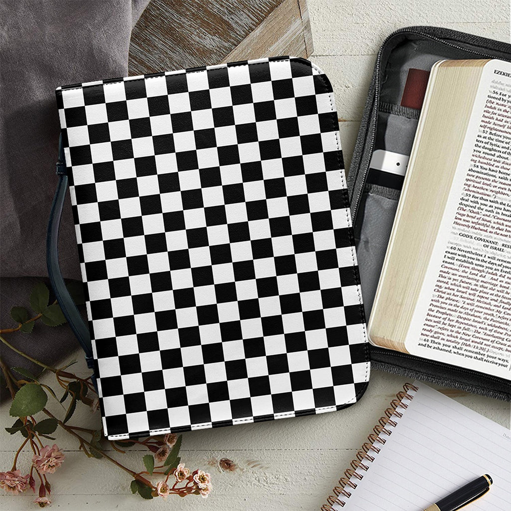 Black And White Checkered Pattern Print Leather Bible Cover