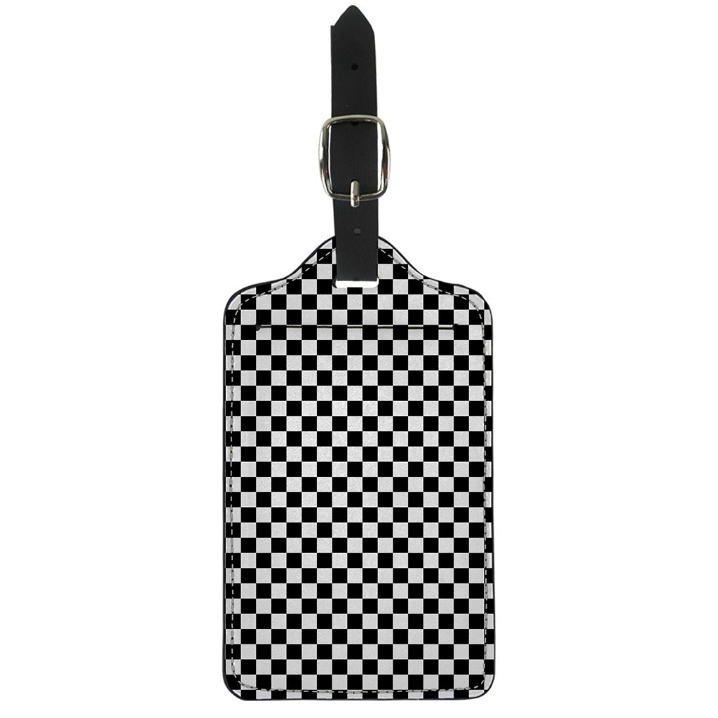 Black And White Checkered Pattern Print Luggage Tag