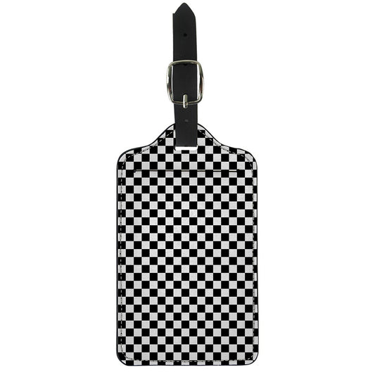 Black And White Checkered Pattern Print Luggage Tag