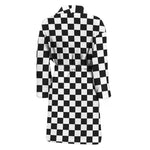 Black And White Checkered Pattern Print Men's Bathrobe