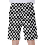 Black And White Checkered Pattern Print Men's Beach Shorts