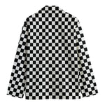 Black And White Checkered Pattern Print Men's Blazer