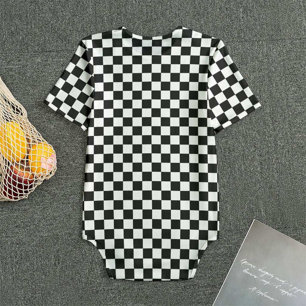 Black And White Checkered Pattern Print Men's Bodysuit