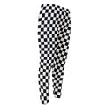 Black And White Checkered Pattern Print Men's Compression Pants