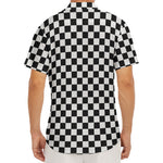 Black And White Checkered Pattern Print Men's Deep V-Neck Shirt