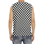 Black And White Checkered Pattern Print Men's Fitness Tank Top