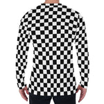 Black And White Checkered Pattern Print Men's Long Sleeve T-Shirt
