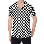 Black And White Checkered Pattern Print Men's Shirt